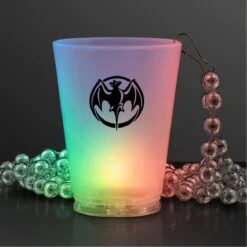 1.5 Oz. Multicolor LED Shot Glass W/ Bead Necklace - Domestic Print