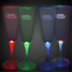 7 1/2 Oz. Laser Engraved Light-Up Champagne Flute W/White Base