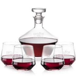 Tucson Decanter & 4 Stemless Wine