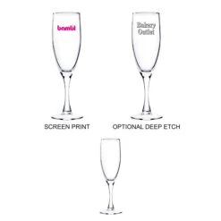 5.75 Oz. Champagne Flute Glass W/Tapered Stem (Screen Printed)
