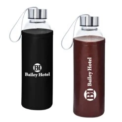 18 OZ. Aqua Pure Glass Bottle With Leatherette Sleeve