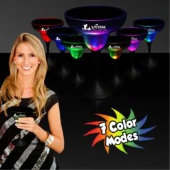 10 Oz. Light Up Margarita Glass W/Black Stem & Frosted Top
