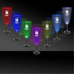 7½ Oz. Laser Engraved Light-Up Champagne Flute W/Black Base