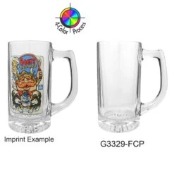 13 Oz. Clear Glass Sport Beer Mug (4 Color Process)